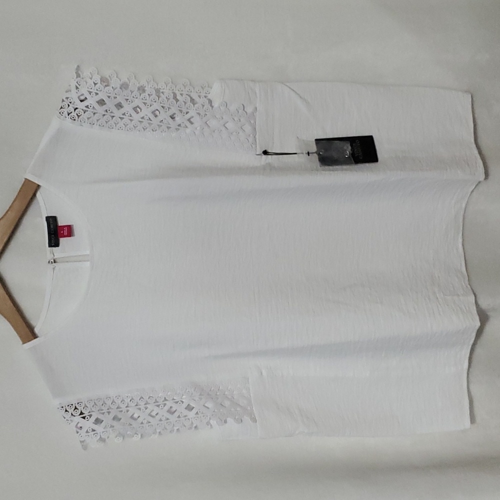 NWT Vince Camuto White Sleeveless Lace Trim Top Size L